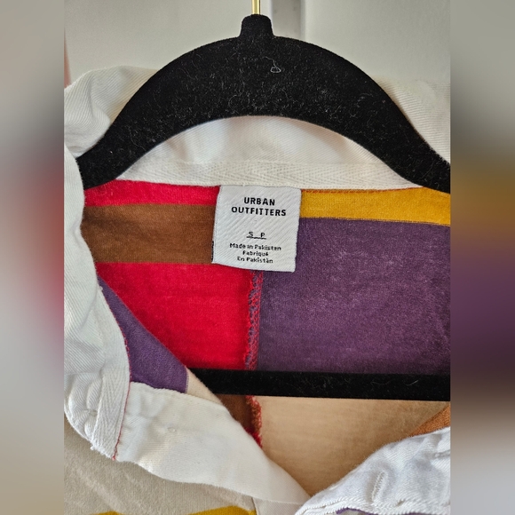 Mens Urban Outfitters Color Block Striped Collared Shirt Size Small Patchwork - Picture 4 of 6